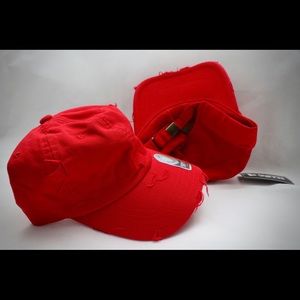 Red distressed unisex cap